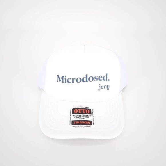 Microdosed. jeng White Otto World Famous Foam Front Trucker Hat Baseball Cap NEW - Picture 7 of 16